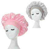 2PCS Milk Imitation Silk Wide Brim Satin Cloth Women's Hair Hat Bonnet Elastic Band Headwear bonnets for women