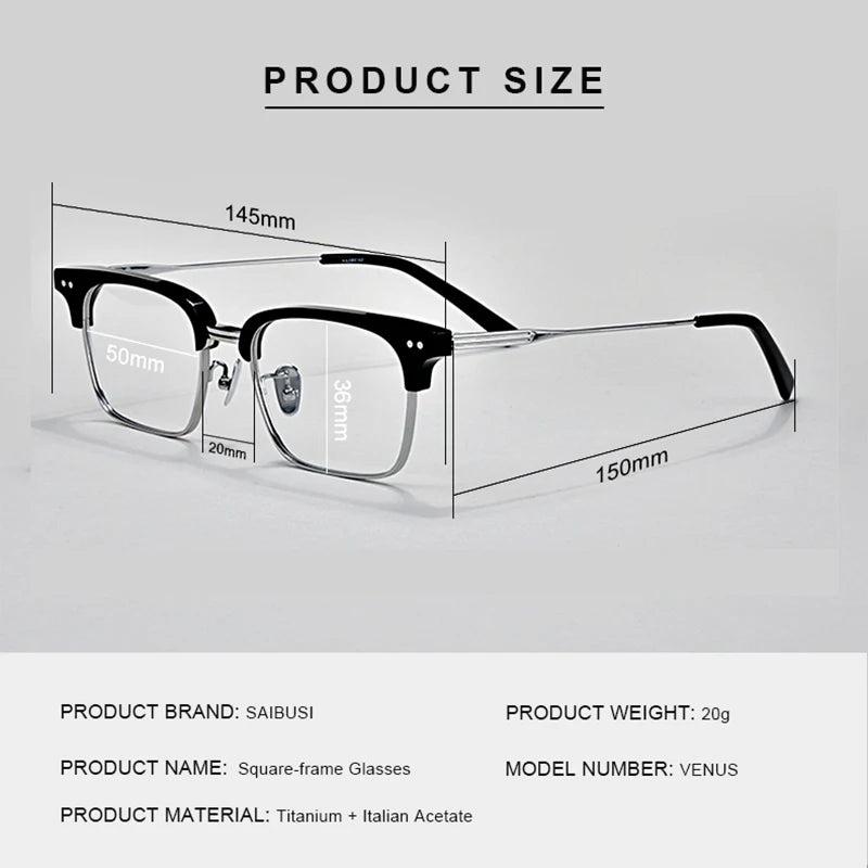 2024 new Italian imported titanium eyeglasses frame star the same fashion VENUS men reading myopia presbyopia optical glasses