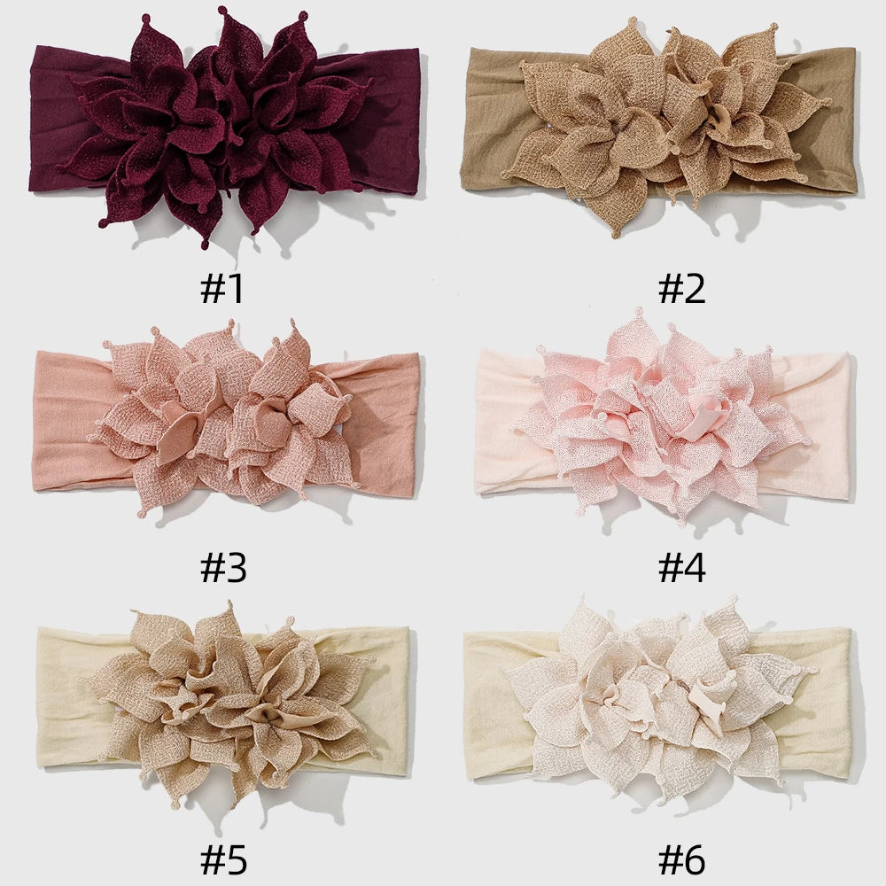 Newborn Baby Girl Headbands Baby Elastic Hair Band Head Flower Toddler Headband Cute Headwear Kids Accessories Nylon Hairban