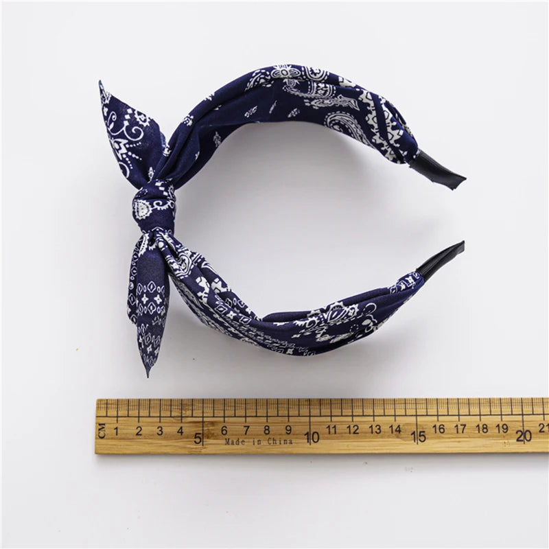 Bow Wide Brimmed Head Hoop For Women Boho Women Soft Solid Print Headbands Cross Knot Elastic Hair Hoop  Vintage Headwear New