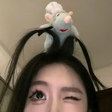 5PCS Headband Cartoon Mouse Hairband New Cartoon Plush Doll Headband French Wide-brim Hairpin Photo Headwear Creative Girl Gift