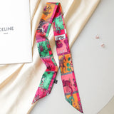 Spring New Versatile Style Knight Horse Lady Twill Decorative Small Silk Scarf Wrapping Bag Handle Ribbon Hair Band Small Scarf