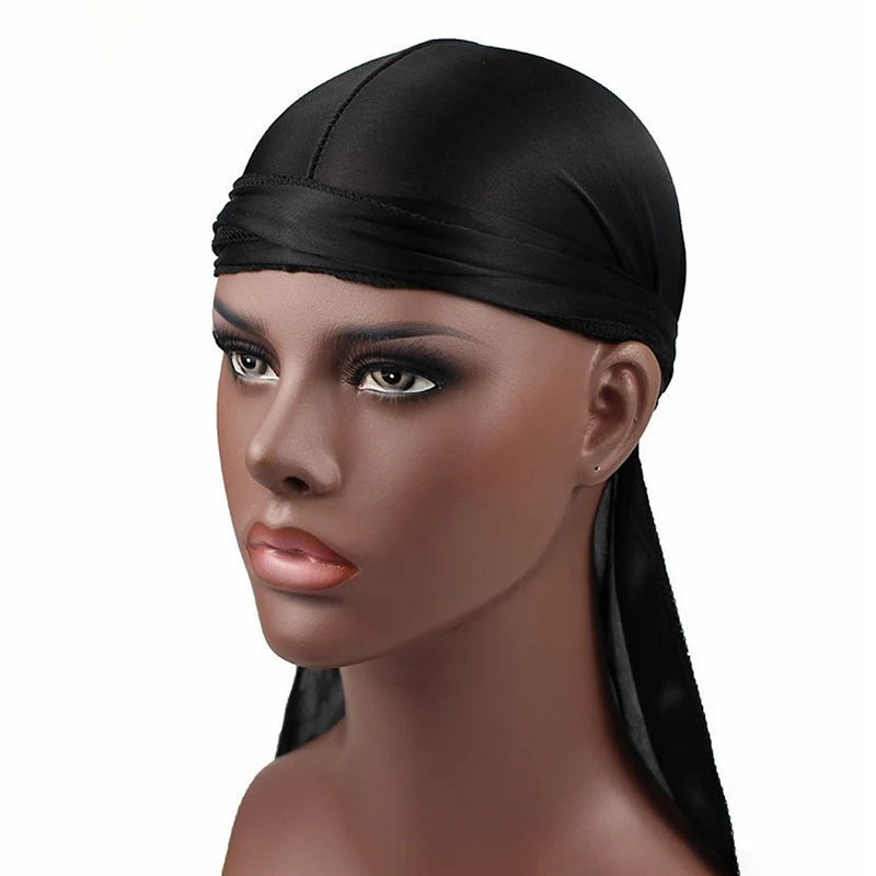 Elasticity Baotou Cap Hair Bands Simulation Silky Durag Long Tail Pirate Hat Headband Turban for Children Kid Ribbon Accessories
