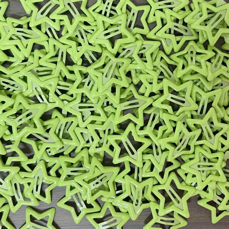 KYDZSW 10Pcs Children Cute Colors Geometric Stars Ornament Hair Clips Girls Lovely Sweet Hairpins Kid Hair Accessories