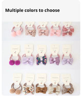 10Pcs Set Baby Hair Bands Cartoon Dot Bows Flower Kids Hair Ropes Kids Rubber Band Baby Girl Hair Accessories