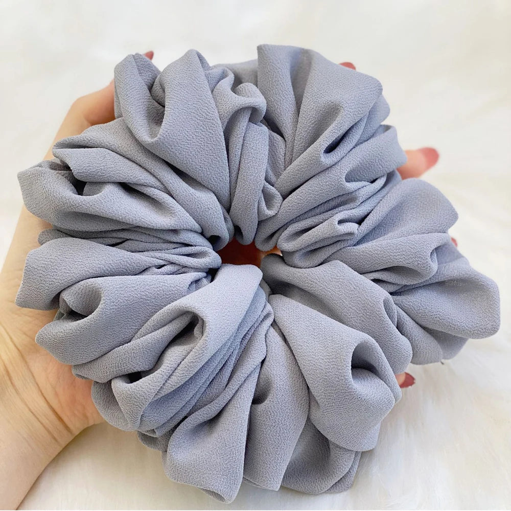 Elastics Chiffon Hair Band Solid Color Big Circle Scrunchies for Women Girl Ponytail Holder Hair Rope Hairband Hair Accessoires