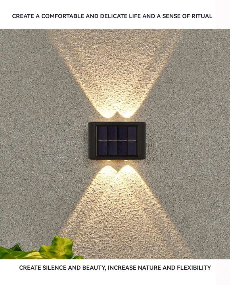 Courtyard Wall Decorative Lights Household Outdoor Lighting Luminaires Solar Convex Mirror Up And Down Light Wall Lamps