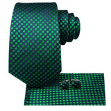 Hi-Tie Dark Green Psialey Silk Elegant Tie For Men Groom Wedding Men Necktie Pocket Square Cufflink Accessory Wholesale Designer