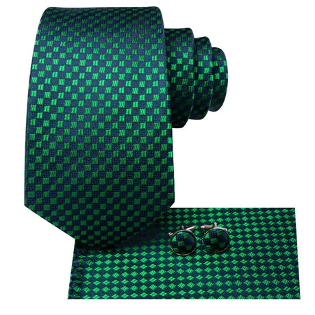 Hi-Tie Dark Green Psialey Silk Elegant Tie For Men Groom Wedding Men Necktie Pocket Square Cufflink Accessory Wholesale Designer