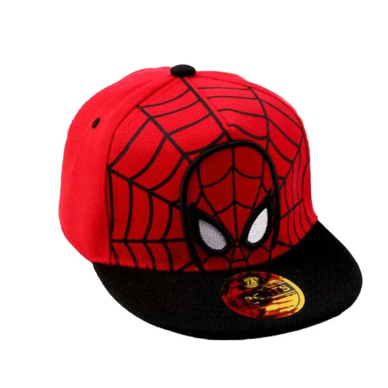 Spiderman Kids Anime Cartoon Baseball Cap Hip-Hop Flat Brim Adjustable Cool Summer Autumn Duck Tongue Hat Toddler Kids Baby Caps
