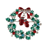 Christmas Wreath Collection Enamel Crystal Brooches With Candy Canes Bells Santa Claus Reindeer Snowman Snowflake Tree Drop