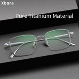 Xbora Men's Ultra-Light Pure Titanium Glasses Frame Business Square Flexible Optical Women's Prescription Eyelasses 1908