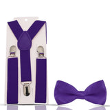 Kids Suspenders For Pants Bowtie Set Matching Tuxedo Suit Boy Girl Childs Adjustable Y-Back Brace Belt Adjustable Bowtie Wedding