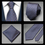 Men Tie Cravat Set Fashion Wedding Ties for Men Hanky Necktie Grid Strip Gravata Jacquard Tie Social Party Accessories