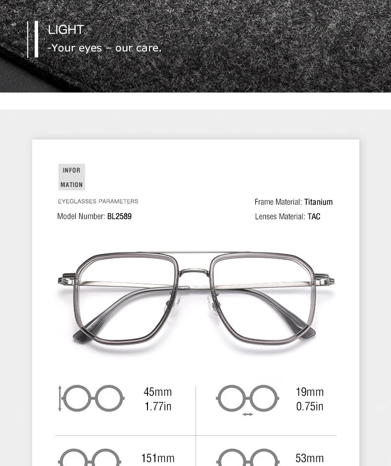 Vintage Titanium Eyeglasses Frame Men Square Myopia Prescription Glasses Women Retro Optical Luxury Brand Glasses Frame Eyewear