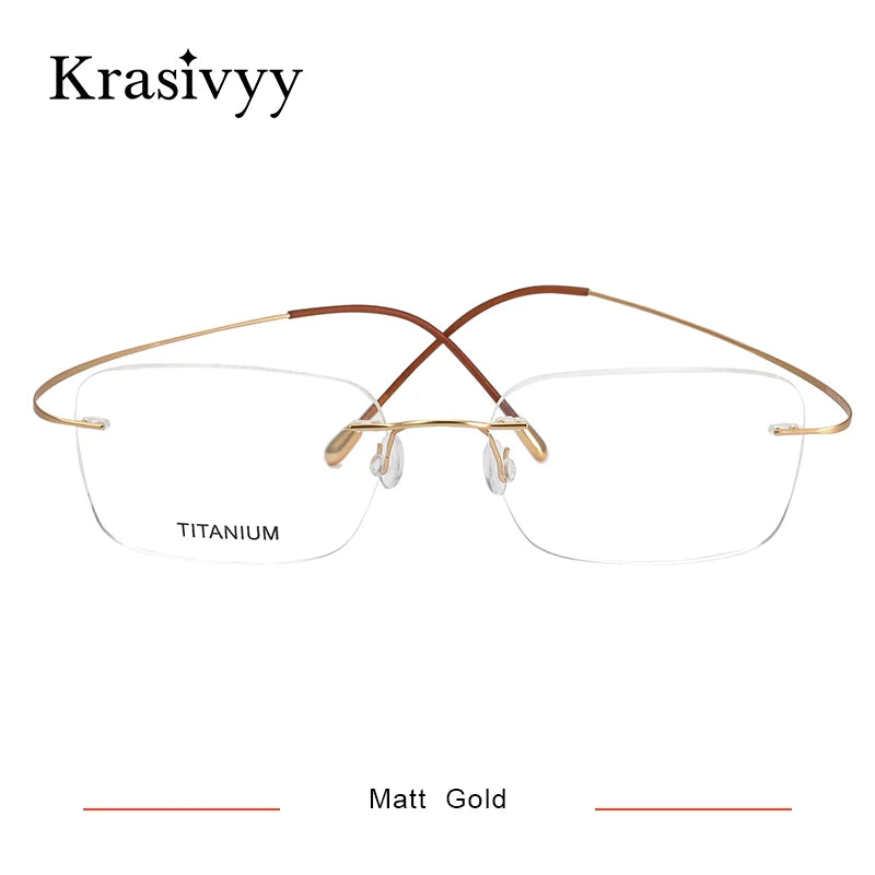 Krasivyy Pure Titanium Rimless Glasses Frame Men Prescription Eyeglasses Germany Women Myopia Optical Frame Screwless Eyewear