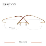 Krasivyy Pure Titanium Rimless Glasses Frame Men Prescription Eyeglasses Germany Women Myopia Optical Frame Screwless Eyewear