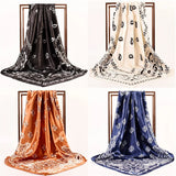 90x90cm Hijab Paisley Print Hair Head Scarves Bandana Satin Cashew Flower Big Square Silk Scarves Scarf Foulard Neckerchief