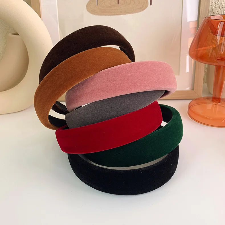 SWINATE Fashion Women Basic Black Velvet Hairband Double Size Headband Stretch Hair Hoop Simple Plain Style Easy For Wearing