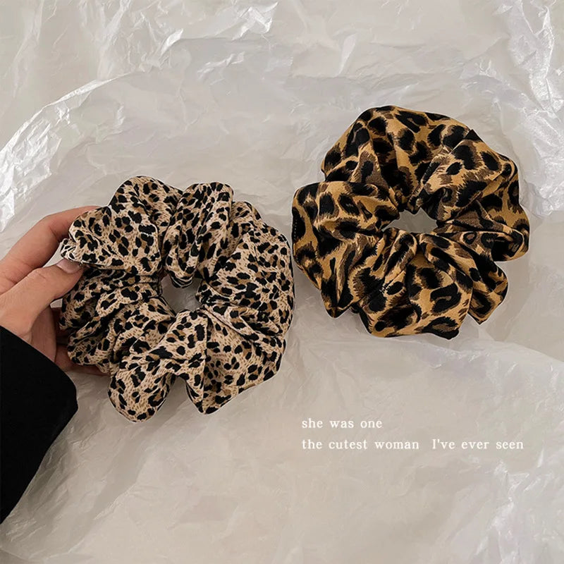 Leopard Print Scrunchies Hair Tie Hair Rope High Elasticity Elastic Hair Band Ponytail Holder Elegant Women Hair Accessories