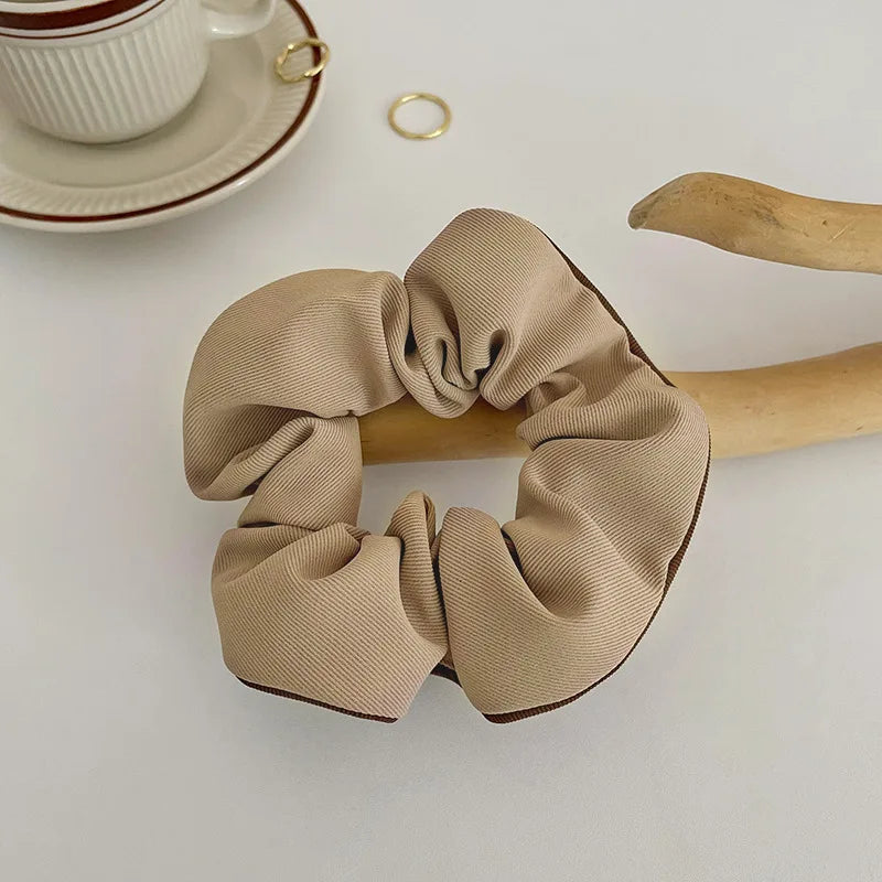 New Korean Woman Elegant Cotton Elastics Hair Band Cream Coffee Color Scrunchies Hair Ties Ladies Ponytail Hold Hair Accessories