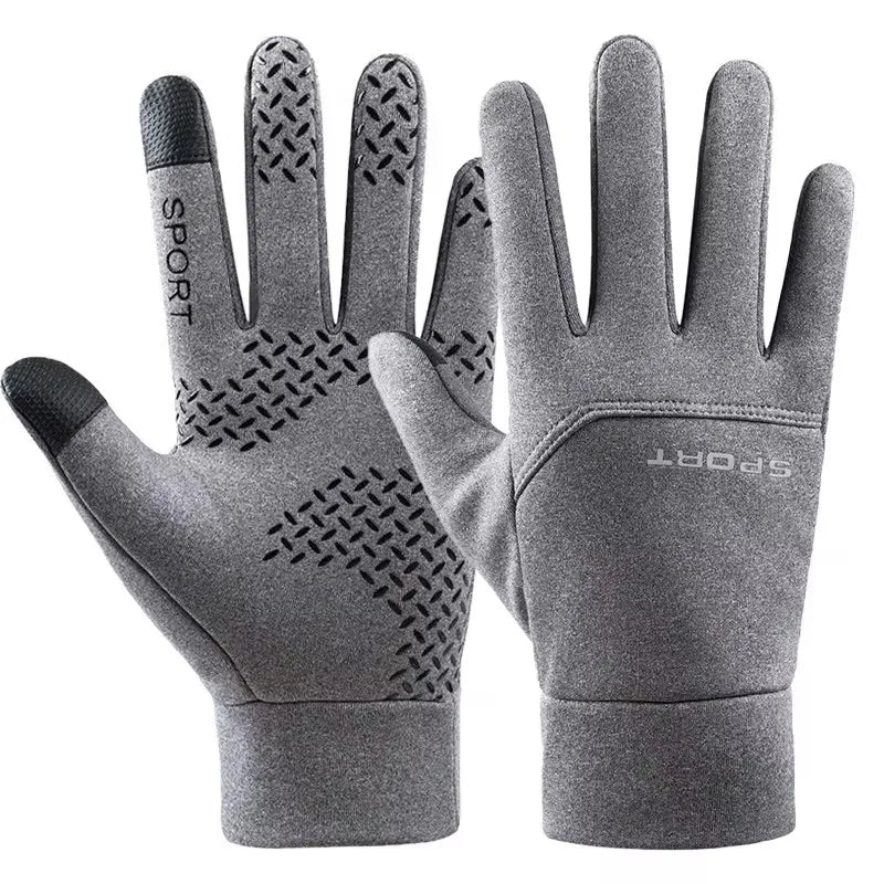 Windproof and Waterproof Outdoor Gloves Touch Screen Thumb and Index Finger Fingertips Warm Gloves for Running Cycling