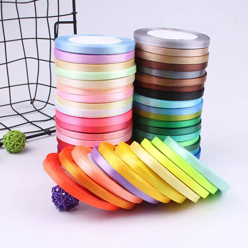 25Yards 6mm Silk Satin Ribbons for Crafts Bow Handmade Gift Wrap Partys Christmas Wedding Decorative Artificial Accessories