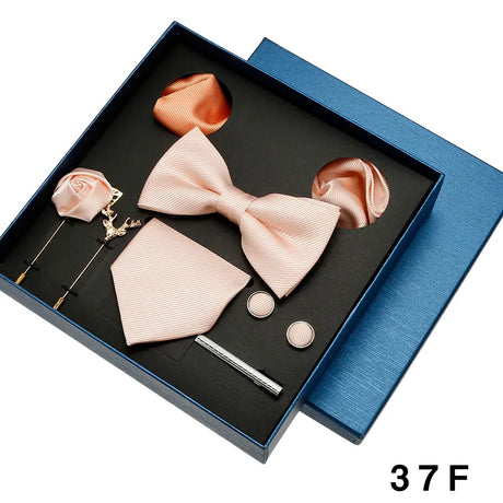 Tie Pocket Square Set Box Gift For Men Women Wedding Party Business Neck Tie Cufflinks Brooch Handky Solid Color Wholesale