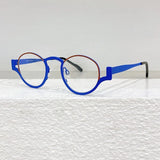 High Quality Japanese Retro Red Patchwork Round Pure Titanium Glasses Frames Men Eyeglasses Women Customizable lenses