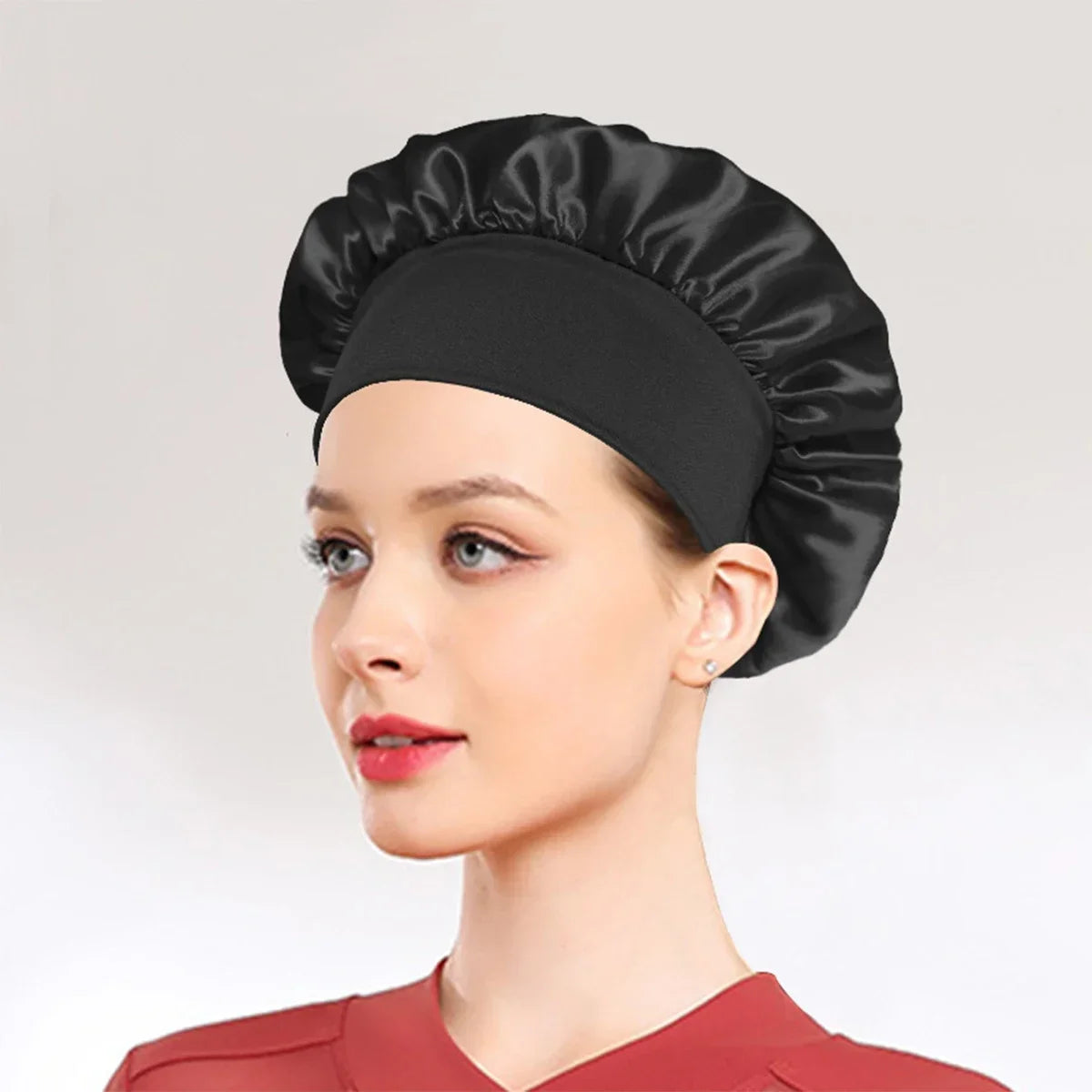 New Women's Satin Solid Sleeping Hat Night Sleep Hair Care Bonnet Nightcap Silky Shower Caps Comfortable Flower Band Unisex Cap