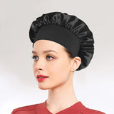 New Women's Satin Solid Sleeping Hat Night Sleep Hair Care Bonnet Nightcap Silky Shower Caps Comfortable Flower Band Unisex Cap