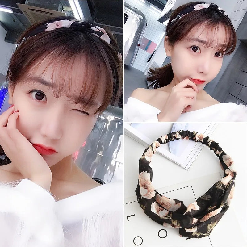 Cross elastic headband chiffon silk headband ladies headband hair accessory sports face wash