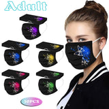 50pcs Mask Adult Net Yarn Flowers Four-Layer Disposable Protective Printing Mask Mouth Face Mask Breathable Earloops