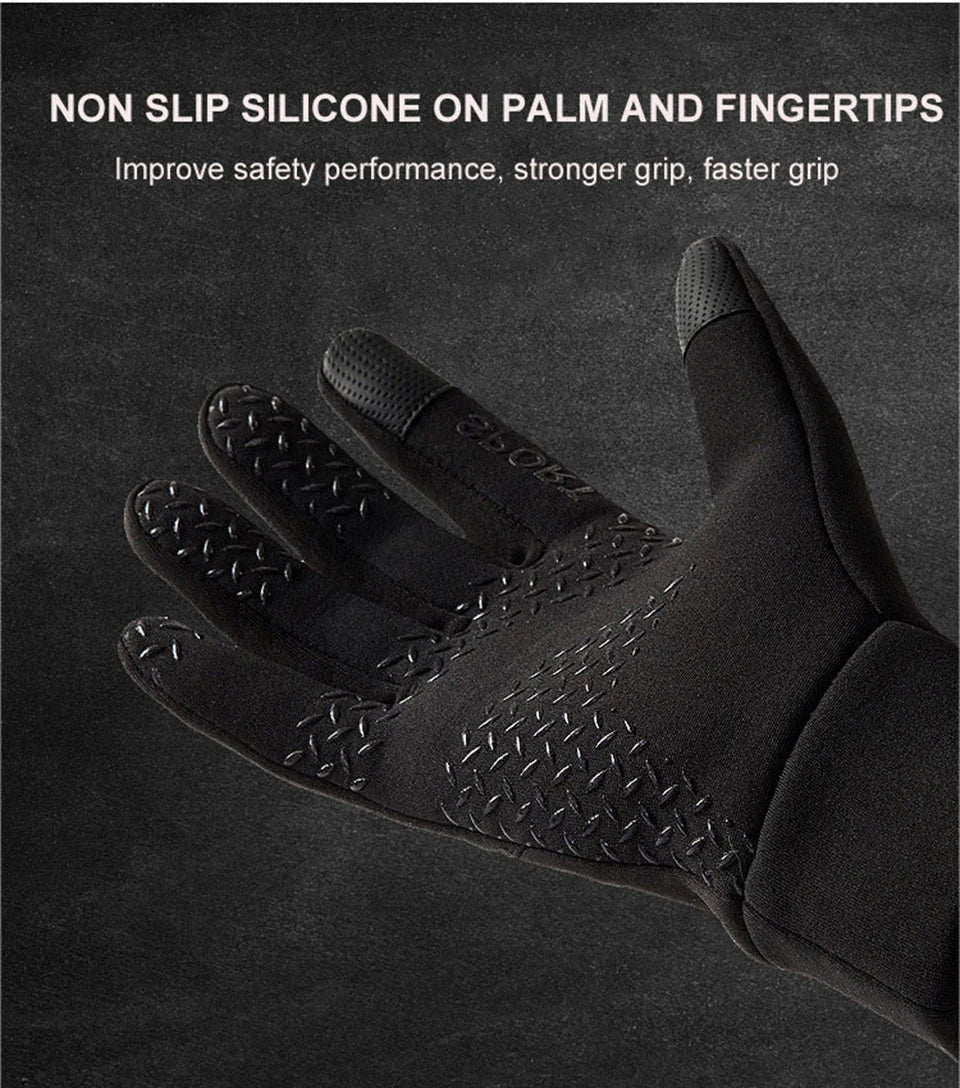 LOOGDEEL Skiing Gloves Waterproof Windproof Winter Cycling Running Ski Warmth Sports Gloves Touch Screen Full Fingers Non-Slip