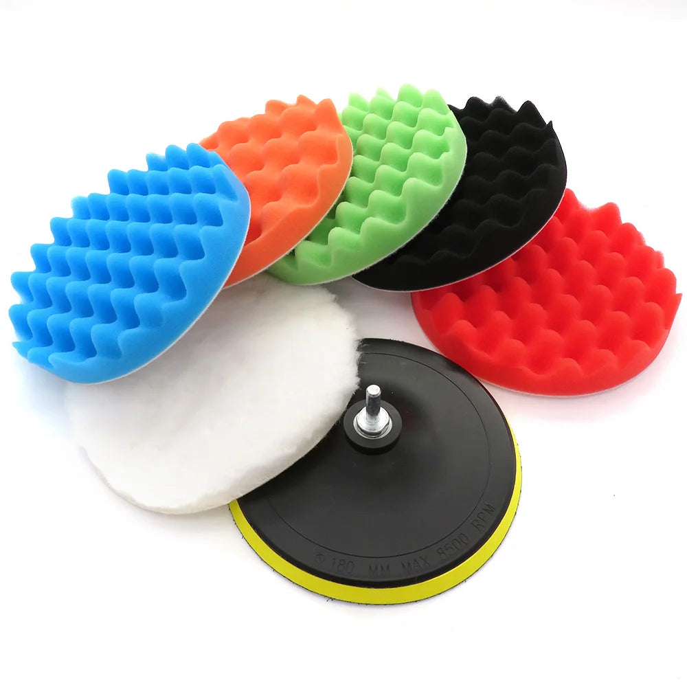 8Pcs Buffing Pad Set Thread 3/5/7inch Auto Car Repair Polishing pad Kit for Car Polisher+Drill Adaptor Power Tools accessories