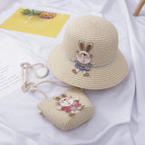 Summer Baby Straw Hat With Handbag Flower Breathable Beach Hat Bags Kids Hat Boy Girls Sun Visor UV protection panama Hat gorras