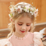 Elegant Girls Headband Lmitated Pearl Hair Headdress Baby Girls Flower Wreath Bride Garland Head Hoop Wedding Headbands Hair