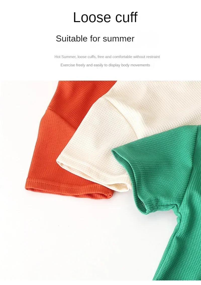 2Pcs Fashion Children Short Sleeve Shorts Sets Summer Kids Clothes Boy Girl Baby Cotton Tee Pant Outfits Soild Color Tracksuits