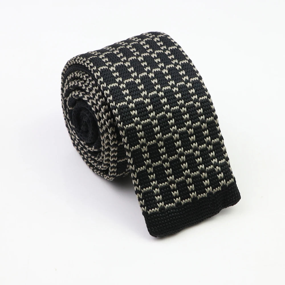 Classic Knit Neck Ties For Men Casual Suits Tie Plaid Dots Leisure Warm Mens Neckties For Business Wedding 6cm Width Men Ties