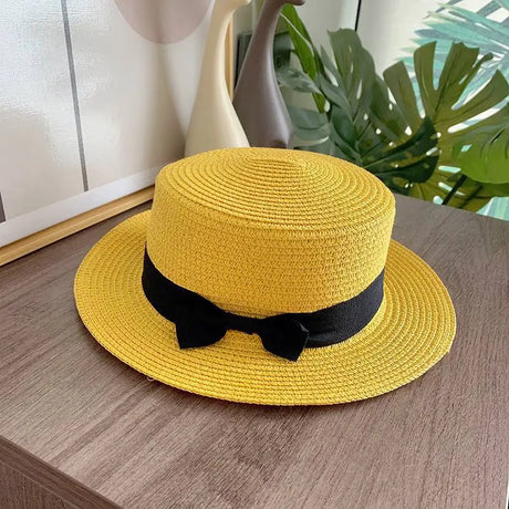 women straw hat  Flat Top Straw Hat Vacation Casual Shopping Beach Hats for Woman Hats for girls Church Courtesy Panama Sun Hat