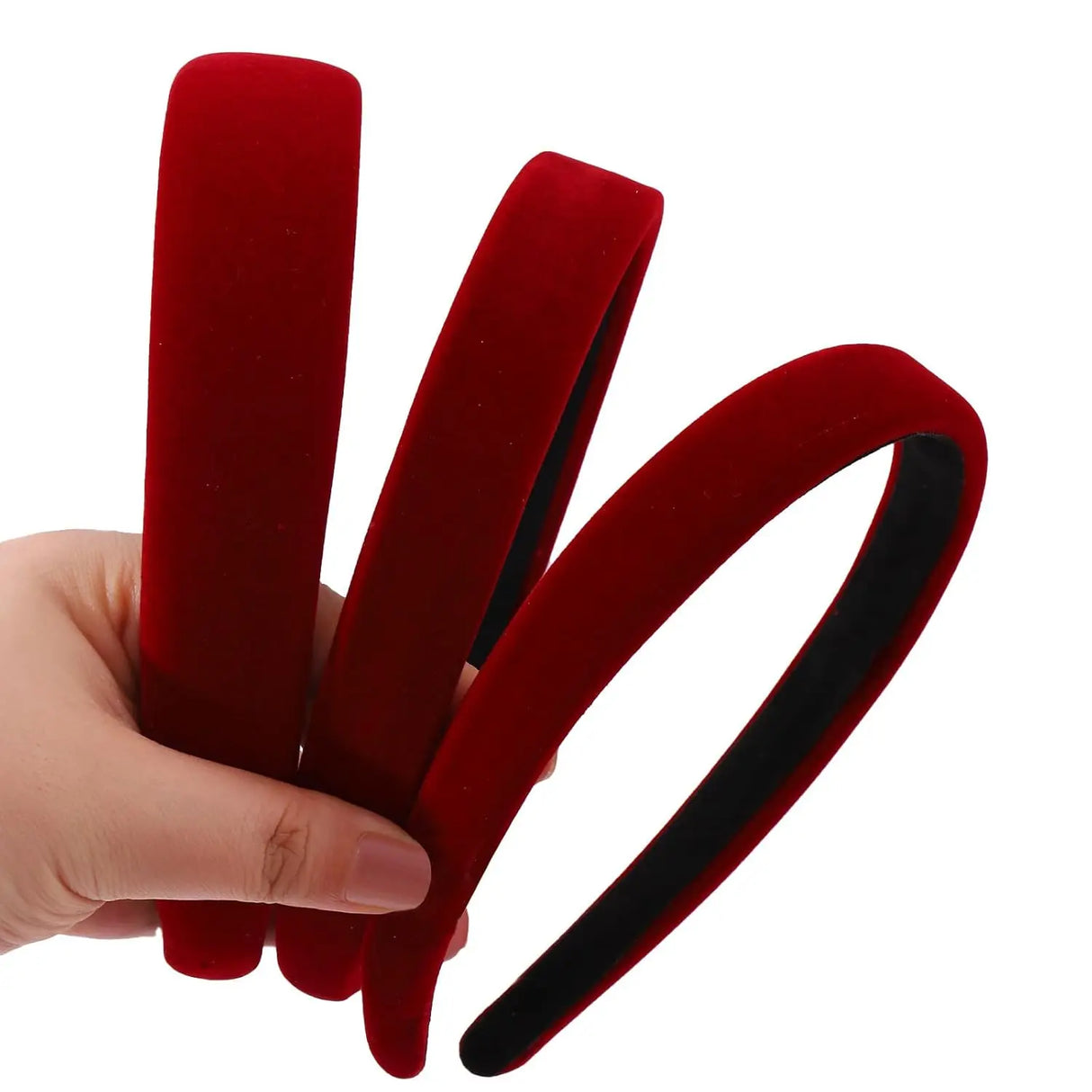 3 Pcs Black Velvet Padded Headbands for Women, Soft Simple Headband for Girls and Teens, Plain No Teeth Thick Hoops Hair Accesso