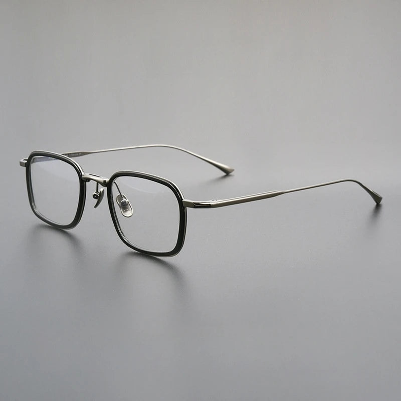TFTB Retro All Pure Titanium Men's Glasses Luxury Square Small Framework Ultralight Optical Prescription Eyeglasses Frame 142mm