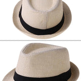 Children Kids Summer Beach Straw Hat Jazz Panama Trilby Fedora Hat Gangster Outdoor Breathable Hats Girls Boys Sunhat