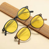 Round Frame Yellow Lens Sunglasses Driving Fishing Nigh Vision Eyewear for Men Women Ultra Light High Definition Eyeglasses