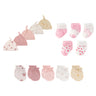 15Pieces New Born Gloves+Hats+Socks Sets Cartoon 100%Cotton Baby Boy Girl Headwear 0-12M Solid Color Infant Supplies Accessories