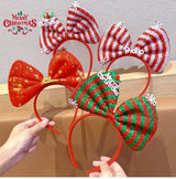 Navidad Bows Elastic Headbands for Adult Children's Hair Accessories Happy Christmas New Year Party Merry  Xmas Headdress Supply