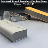 Denmark Brand Titanium Glasses Frame Men Women Double-Beam Square Eyewear Screwless Handmade Eyeglasses Frames Edwin Oclus De