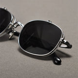 Vintage Titanium Square Glasses Frame with Flip Up Sunglasses Women Brand Designer Eyeglasses Men Trendy Semi Rimless Eyewear