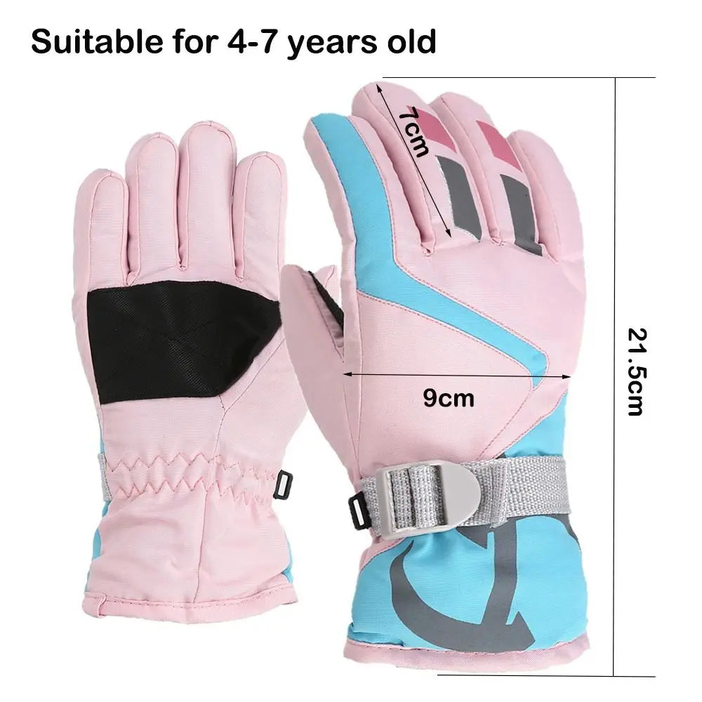 Thermal Ski Gloves Children Kids Winter Fleece Waterproof Warm Child Snowboard Snow Gloves 3 Fingers for Skiing Riding перчатки