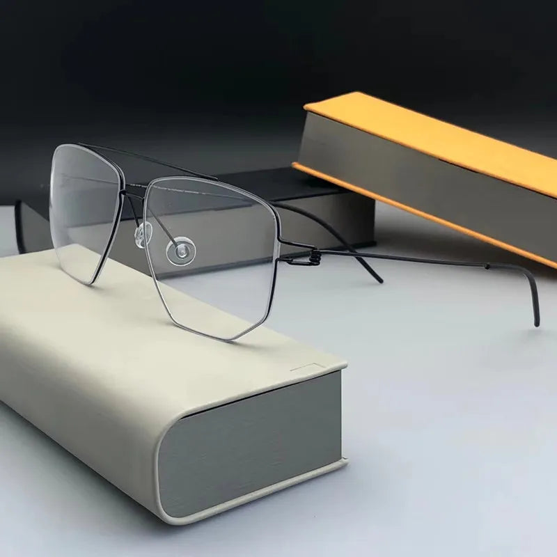 Denmark Brand Titanium Glasses Frame Men Women Double-Beam Square Eyewear Screwless Handmade Eyeglasses Frames Edwin Oclus De